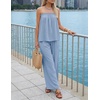 image:imageZESICA Womens 2 Piece Sets Casual Strapless Tube Top Wide Leg Pants OutfitsBlue