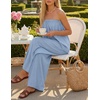 image:imageZESICA Womens 2 Piece Sets Casual Strapless Tube Top Wide Leg Pants OutfitsBlue
