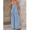 image:imageZESICA Womens 2 Piece Sets Casual Strapless Tube Top Wide Leg Pants OutfitsBlue