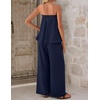 image:imageZESICA Womens 2 Piece Sets Casual Strapless Tube Top Wide Leg Pants OutfitsNavy