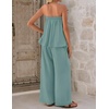 image:imageZESICA Womens 2 Piece Sets Casual Strapless Tube Top Wide Leg Pants OutfitsSage