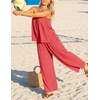 image:imageZESICA Womens 2 Piece Sets Casual Strapless Tube Top Wide Leg Pants OutfitsWatermelonred
