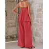 image:imageZESICA Womens 2 Piece Sets Casual Strapless Tube Top Wide Leg Pants OutfitsWatermelonred
