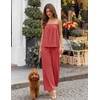 image:imageZESICA Womens 2 Piece Sets Casual Strapless Tube Top Wide Leg Pants OutfitsWatermelonred
