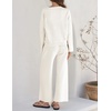 image:imageZESICA Womens 2 Piece Sweater Lounge Sets 2026 Fall Knit Matching OutfitsCream
