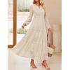 image:imageZESICA Womens 2026 Fall Long Sleeve Eyelet Maxi DressApricot