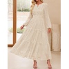 image:imageZESICA Womens 2026 Fall Long Sleeve Eyelet Maxi DressApricot