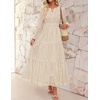 image:imageZESICA Womens 2026 Fall Long Sleeve Eyelet Maxi DressApricot