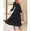 image:imageZESICA Womens 2026 Fall Long Sleeve Eyelet Maxi DressBlack