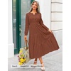 image:imageZESICA Womens 2026 Fall Long Sleeve Eyelet Maxi DressBrown