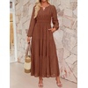 image:imageZESICA Womens 2026 Fall Long Sleeve Eyelet Maxi DressBrown