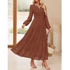 image:imageZESICA Womens 2026 Fall Long Sleeve Eyelet Maxi DressBrown