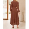 image:imageZESICA Womens 2026 Fall Long Sleeve Eyelet Maxi DressBrown