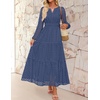 image:imageZESICA Womens 2026 Fall Long Sleeve Eyelet Maxi DressDustyblue