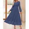 image:imageZESICA Womens 2026 Fall Long Sleeve Eyelet Maxi DressDustyblue