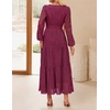 image:imageZESICA Womens 2026 Fall Long Sleeve Eyelet Maxi DressFuchsia