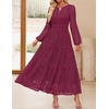 image:imageZESICA Womens 2026 Fall Long Sleeve Eyelet Maxi DressFuchsia