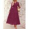 image:imageZESICA Womens 2026 Fall Long Sleeve Eyelet Maxi DressFuchsia