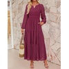 image:imageZESICA Womens 2026 Fall Long Sleeve Eyelet Maxi DressFuchsia