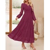 image:imageZESICA Womens 2026 Fall Long Sleeve Eyelet Maxi DressFuchsia