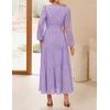 image:imageZESICA Womens 2026 Fall Long Sleeve Eyelet Maxi DressLightpurple