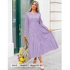 image:imageZESICA Womens 2026 Fall Long Sleeve Eyelet Maxi DressLightpurple