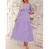 image:imageZESICA Womens 2026 Fall Long Sleeve Eyelet Maxi DressLightpurple