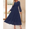 image:imageZESICA Womens 2026 Fall Long Sleeve Eyelet Maxi DressNavy