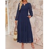 image:imageZESICA Womens 2026 Fall Long Sleeve Eyelet Maxi DressNavy