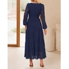 image:imageZESICA Womens 2026 Fall Long Sleeve Eyelet Maxi DressNavy