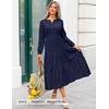 image:imageZESICA Womens 2026 Fall Long Sleeve Eyelet Maxi DressNavy