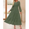 image:imageZESICA Womens 2026 Fall Long Sleeve Eyelet Maxi DressOlive