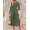 image:imageZESICA Womens 2026 Fall Long Sleeve Eyelet Maxi DressOlive