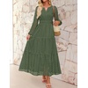 image:imageZESICA Womens 2026 Fall Long Sleeve Eyelet Maxi DressOlive
