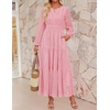 image:imageZESICA Womens 2026 Fall Long Sleeve Eyelet Maxi DressPink