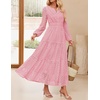 image:imageZESICA Womens 2026 Fall Long Sleeve Eyelet Maxi DressPink