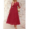 image:imageZESICA Womens 2026 Fall Long Sleeve Eyelet Maxi DressRed