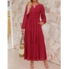 image:imageZESICA Womens 2026 Fall Long Sleeve Eyelet Maxi DressRed