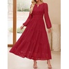 image:imageZESICA Womens 2026 Fall Long Sleeve Eyelet Maxi DressRed