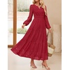 image:imageZESICA Womens 2026 Fall Long Sleeve Eyelet Maxi DressRed