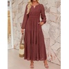 image:imageZESICA Womens 2026 Fall Long Sleeve Eyelet Maxi DressRust