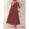 image:imageZESICA Womens 2026 Fall Long Sleeve Eyelet Maxi DressRust