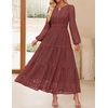 image:imageZESICA Womens 2026 Fall Long Sleeve Eyelet Maxi DressRust