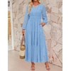 image:imageZESICA Womens 2026 Fall Long Sleeve Eyelet Maxi DressSky