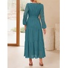 image:imageZESICA Womens 2026 Fall Long Sleeve Eyelet Maxi DressTeal