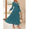 image:imageZESICA Womens 2026 Fall Long Sleeve Eyelet Maxi DressTeal
