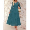 image:imageZESICA Womens 2026 Fall Long Sleeve Eyelet Maxi DressTeal