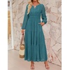 image:imageZESICA Womens 2026 Fall Long Sleeve Eyelet Maxi DressTeal