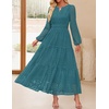 image:imageZESICA Womens 2026 Fall Long Sleeve Eyelet Maxi DressTeal