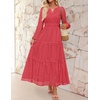 image:imageZESICA Womens 2026 Fall Long Sleeve Eyelet Maxi DressWatermelon